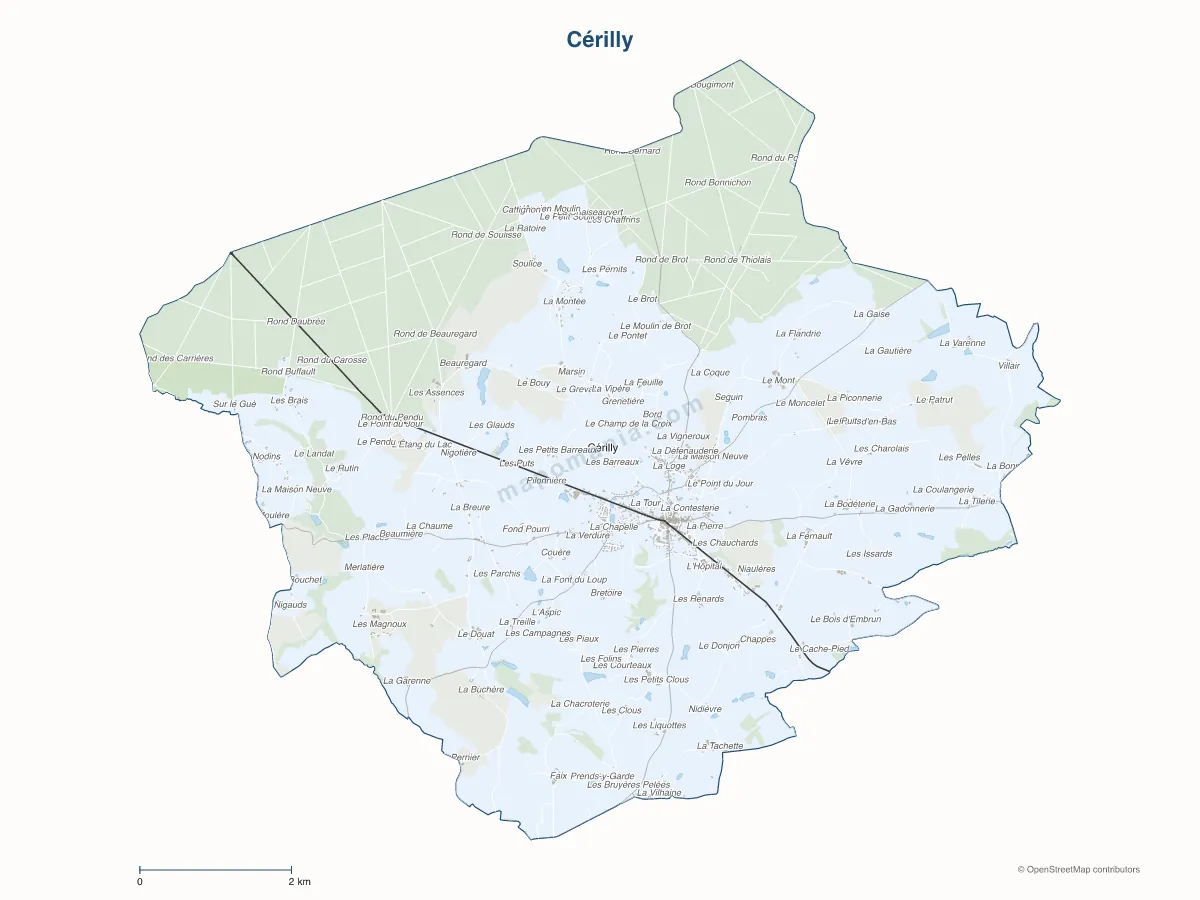 Carte de Cérilly à personnaliser