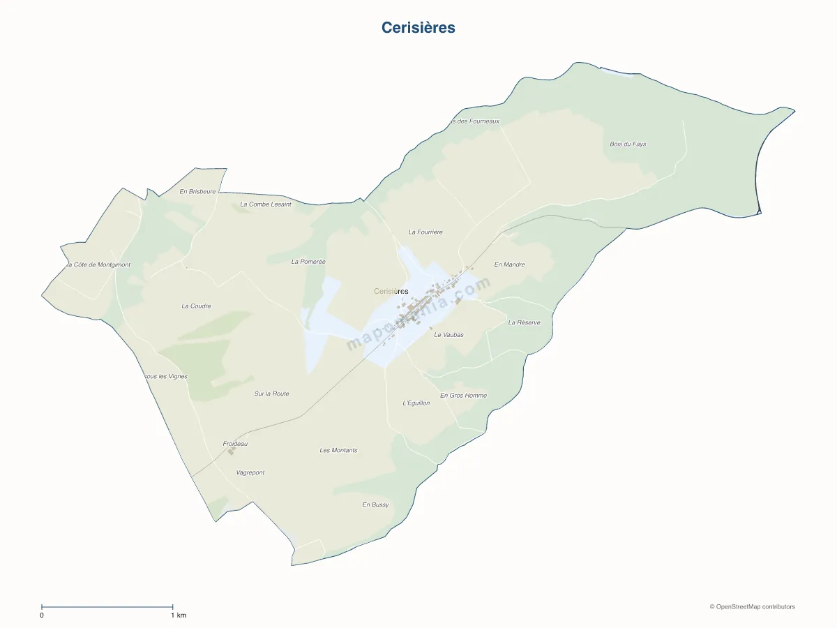 Carte de Cerisières à personnaliser