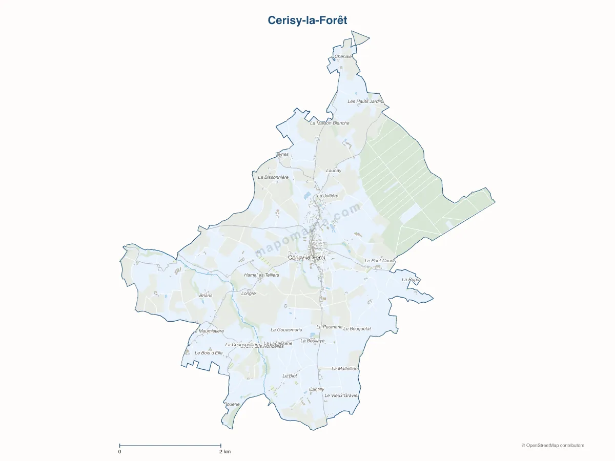 Carte de Cerisy-la-Forêt à personnaliser