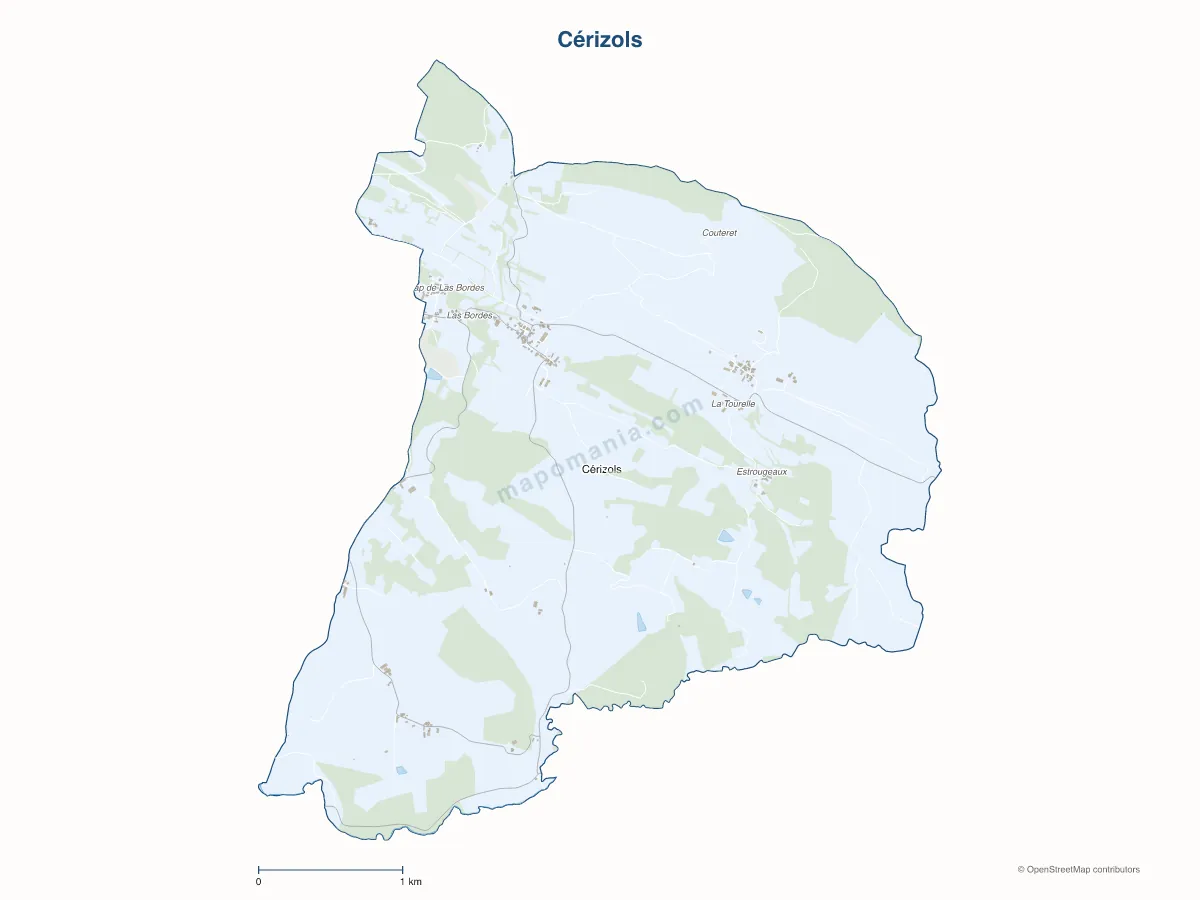 Carte de Cérizols à personnaliser