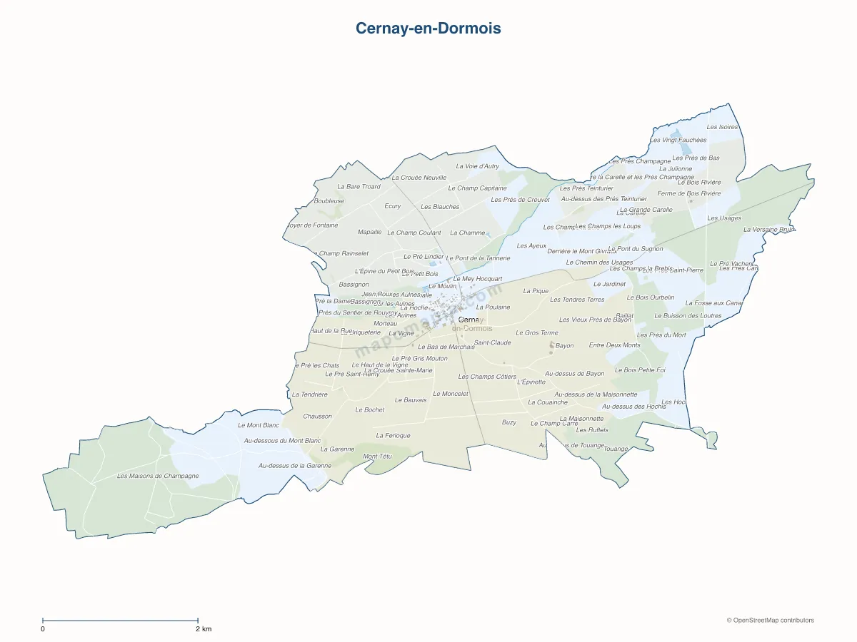 Carte de Cernay-en-Dormois à personnaliser