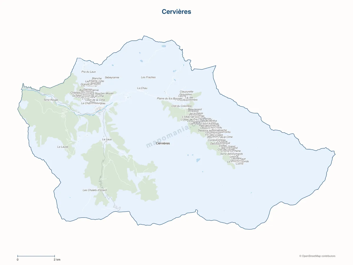 Carte de Cervières à personnaliser
