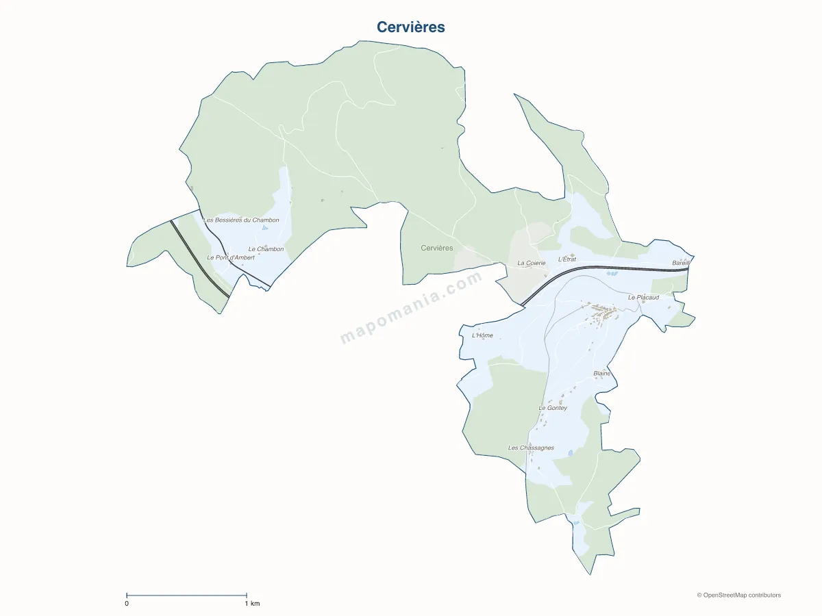 Carte de Cervières à personnaliser