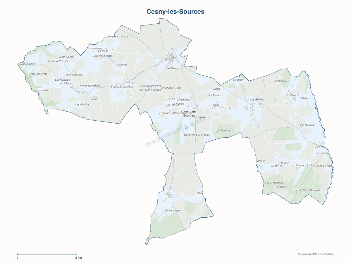 Carte de Cesny-les-Sources à personnaliser
