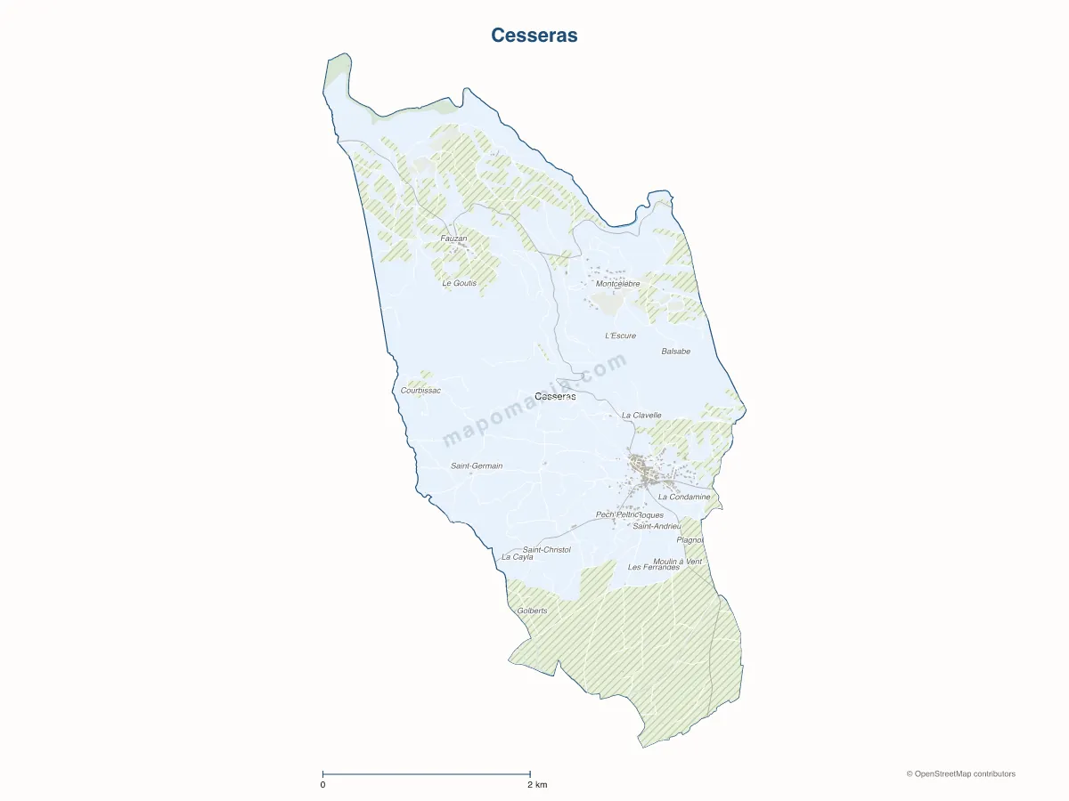 Carte de Cesseras à personnaliser