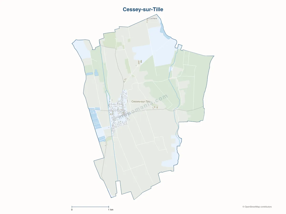 Carte de Cessey-sur-Tille à personnaliser