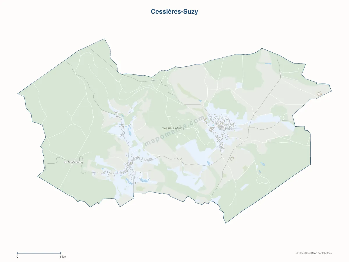 Carte de Cessières-Suzy à personnaliser