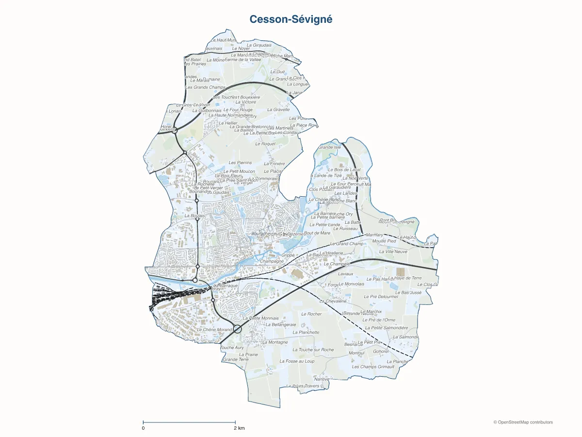 Carte de Cesson-Sévigné à personnaliser