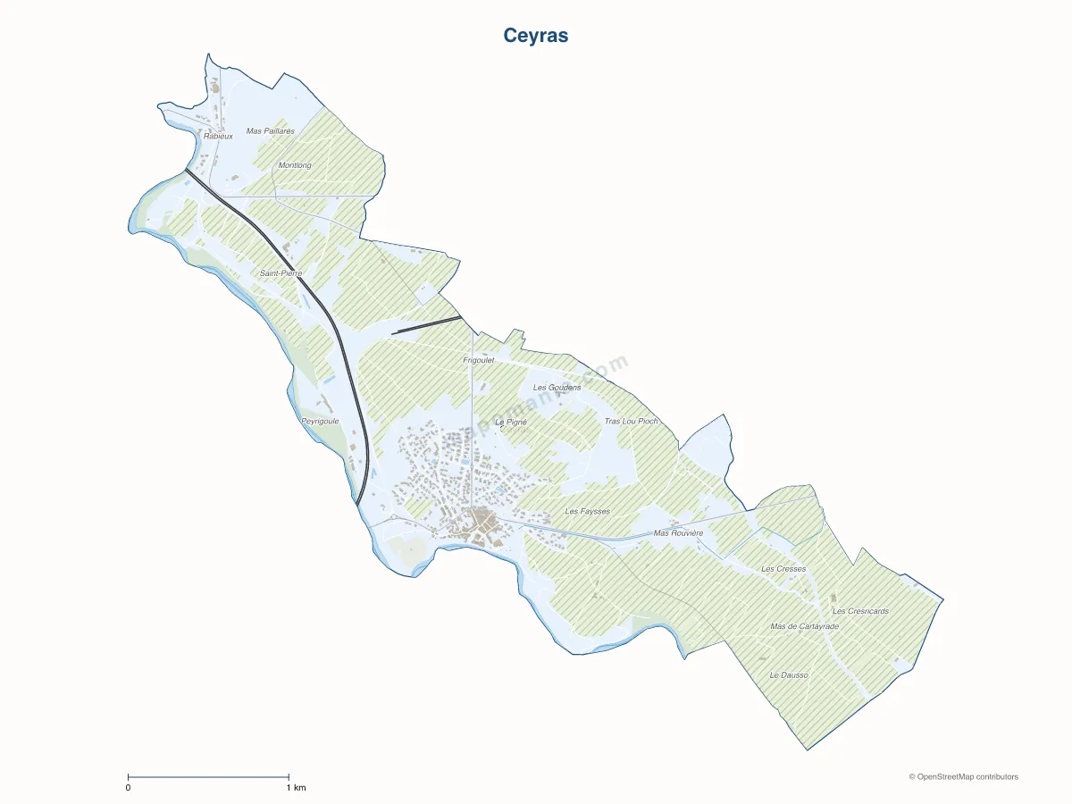 Carte de Ceyras à personnaliser