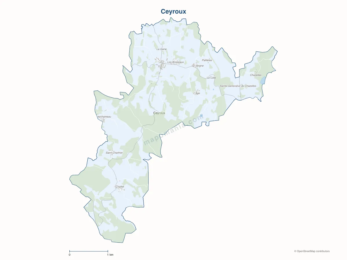Carte de Ceyroux à personnaliser