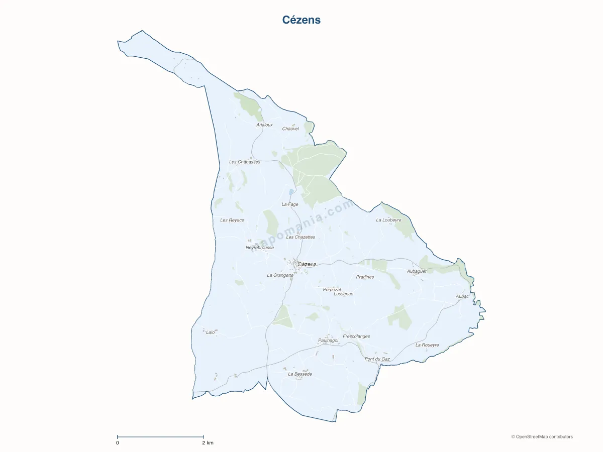 Carte de Cézens à personnaliser
