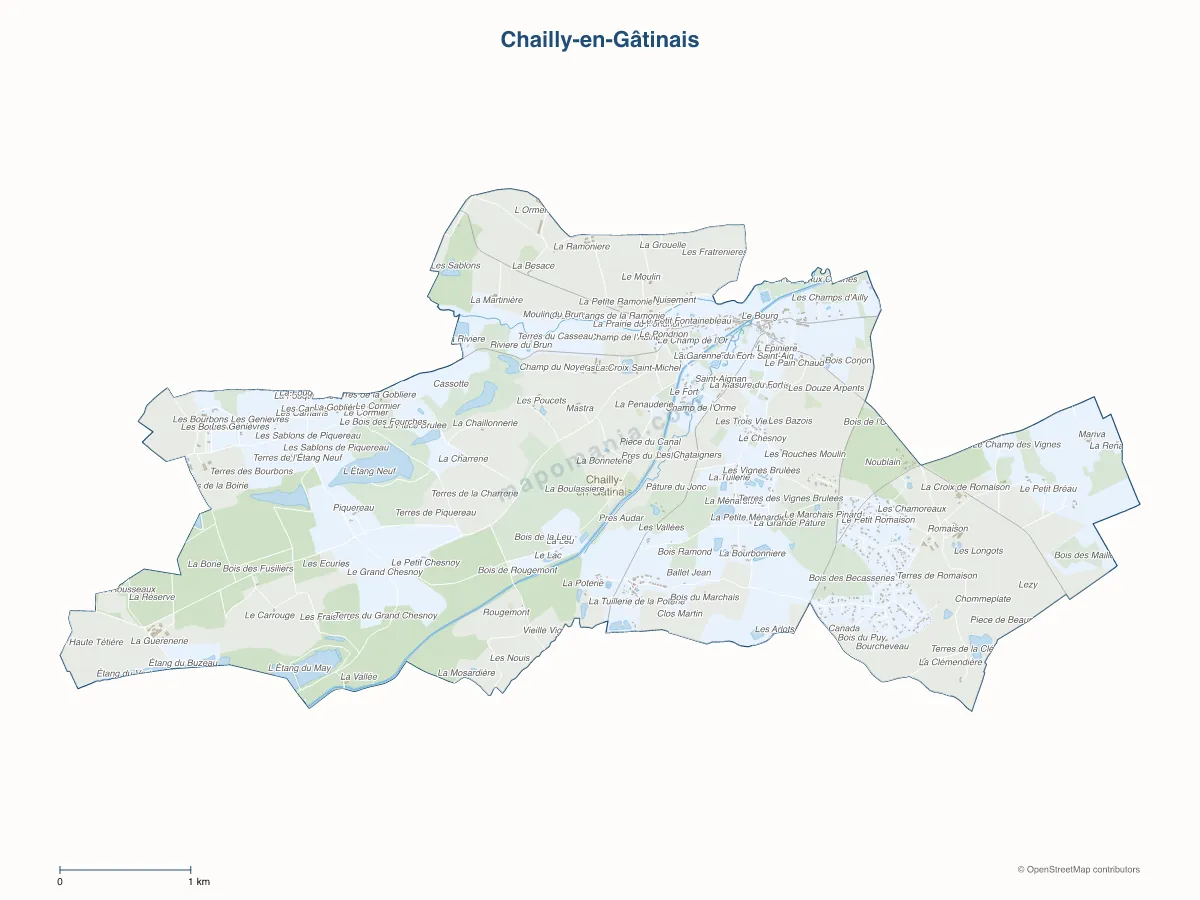 Carte de Chailly-en-Gâtinais à personnaliser