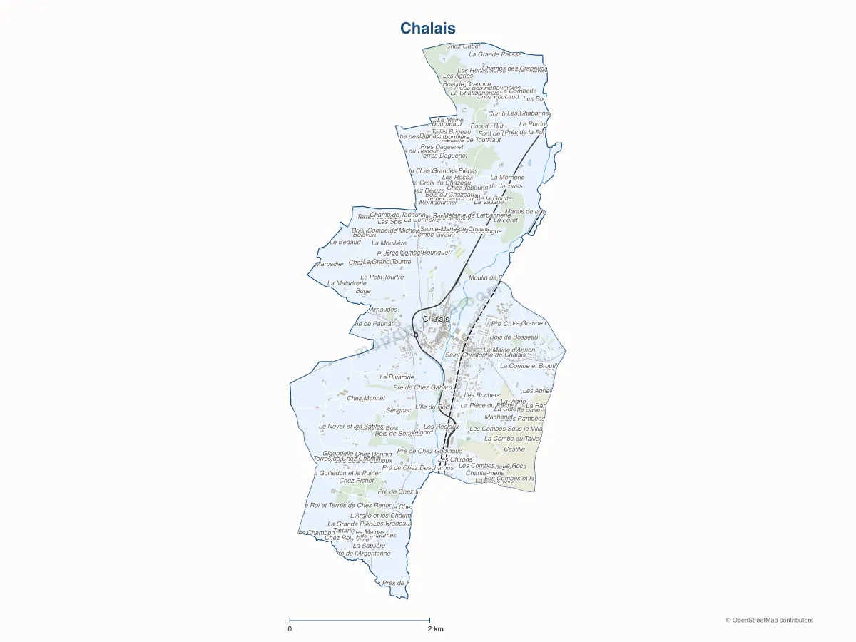 Carte de Chalais à personnaliser