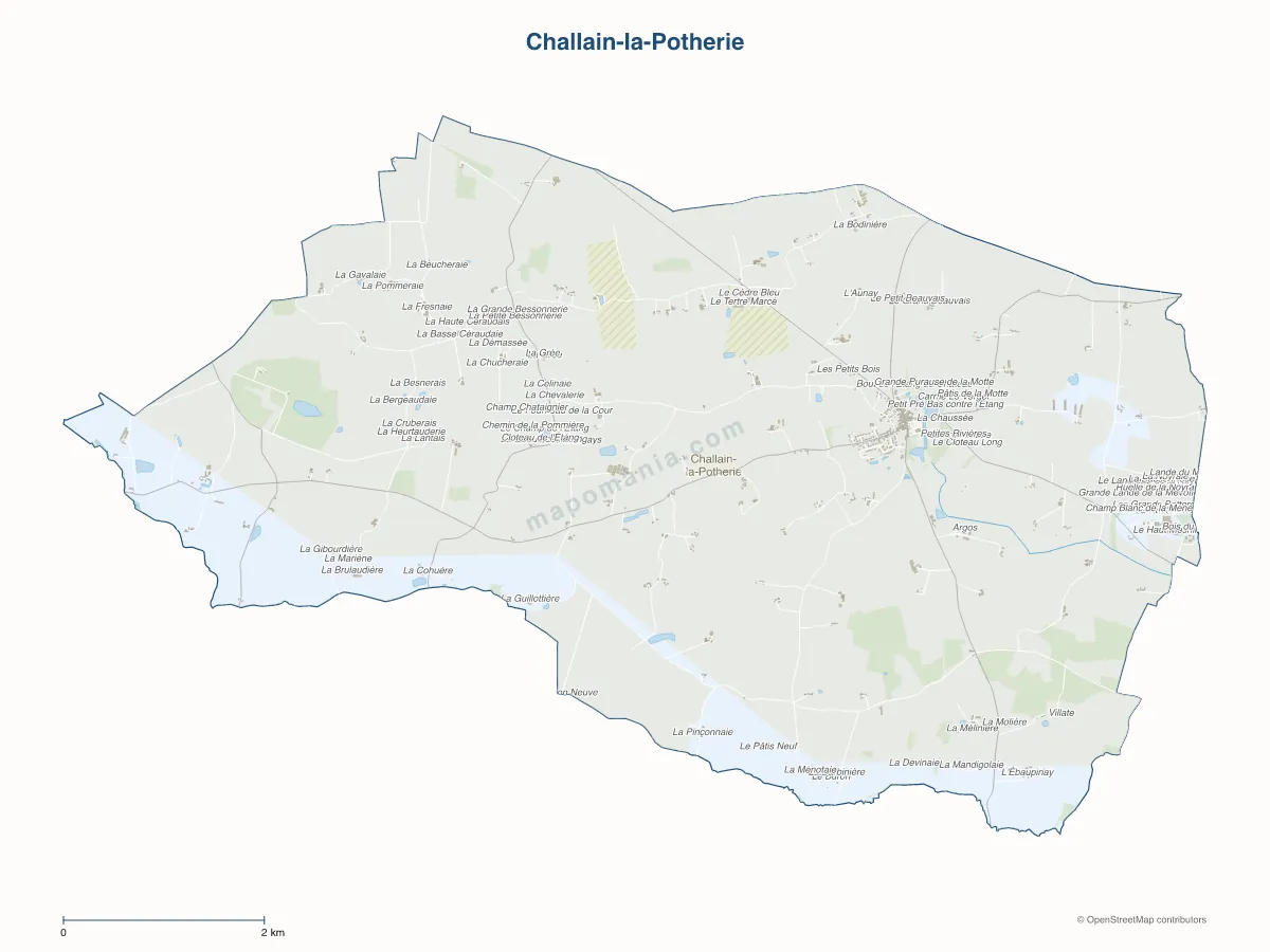 Carte de Challain-la-Potherie à personnaliser