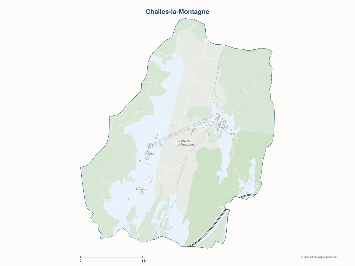 Carte de Challes-la-Montagne à personnaliser