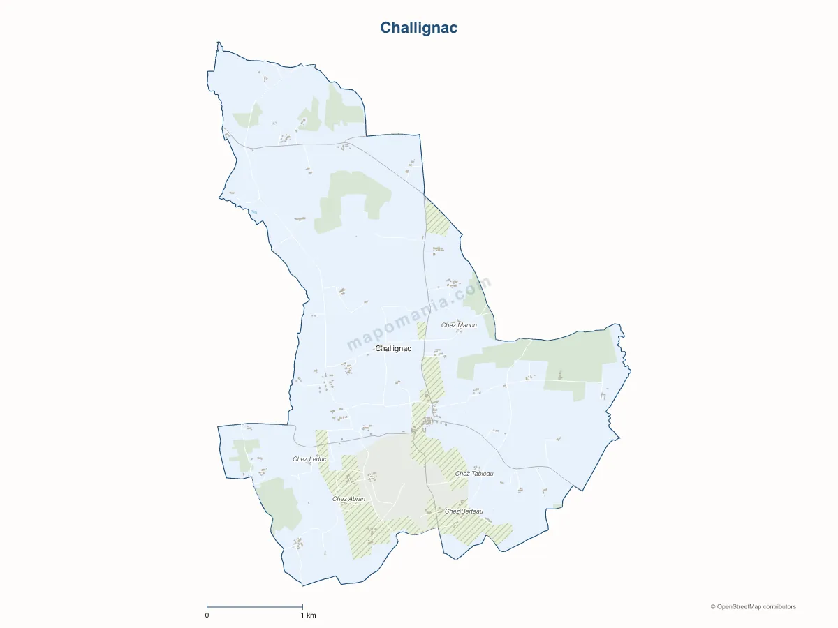 Carte de Challignac à personnaliser
