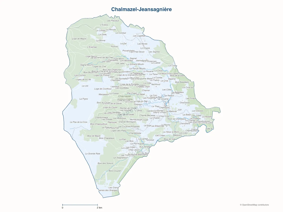 Carte de Chalmazel-Jeansagnière à personnaliser
