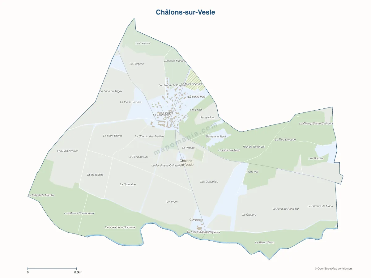 Carte de Châlons-sur-Vesle à personnaliser