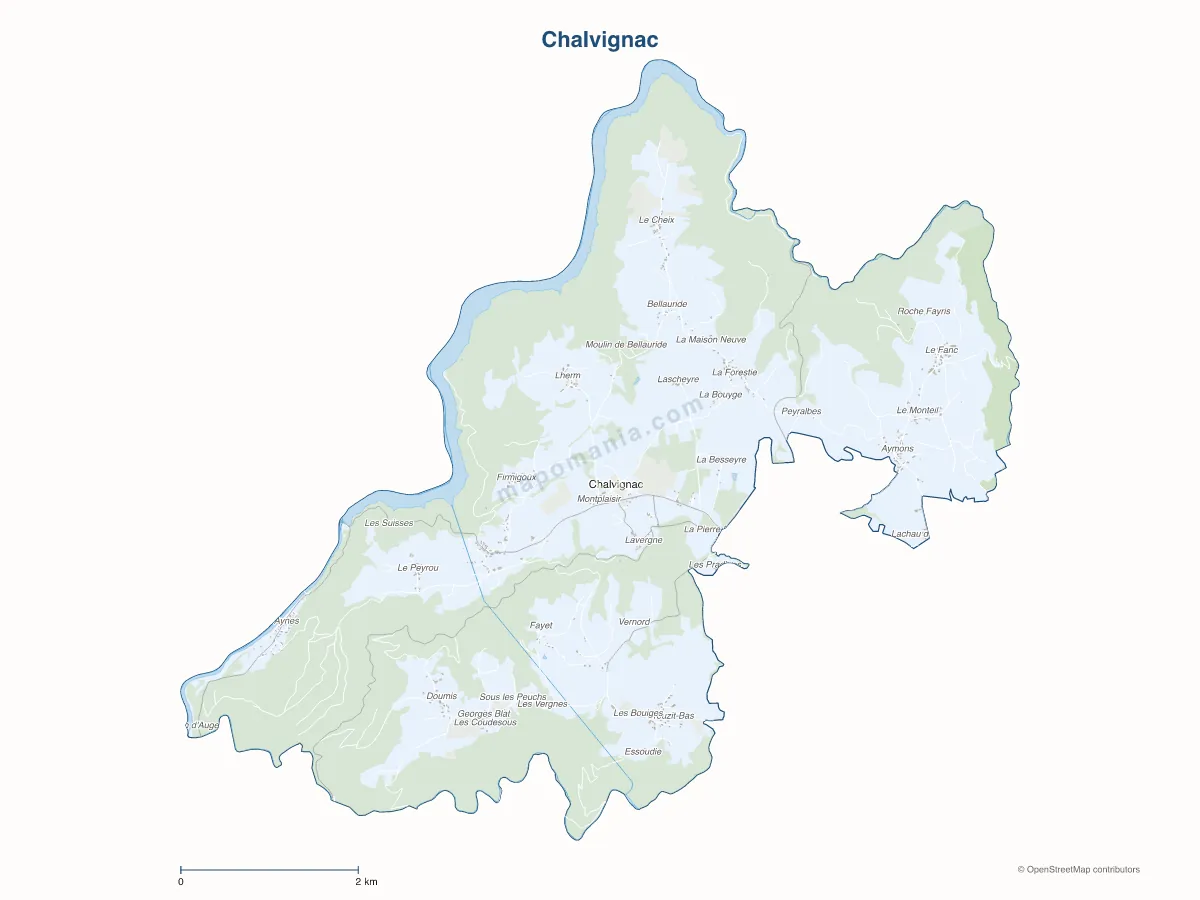 Carte de Chalvignac à personnaliser