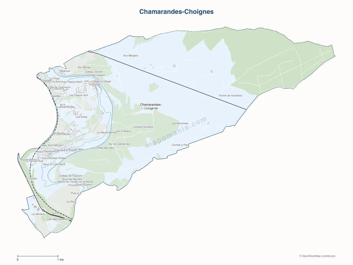 Carte de Chamarandes-Choignes à personnaliser