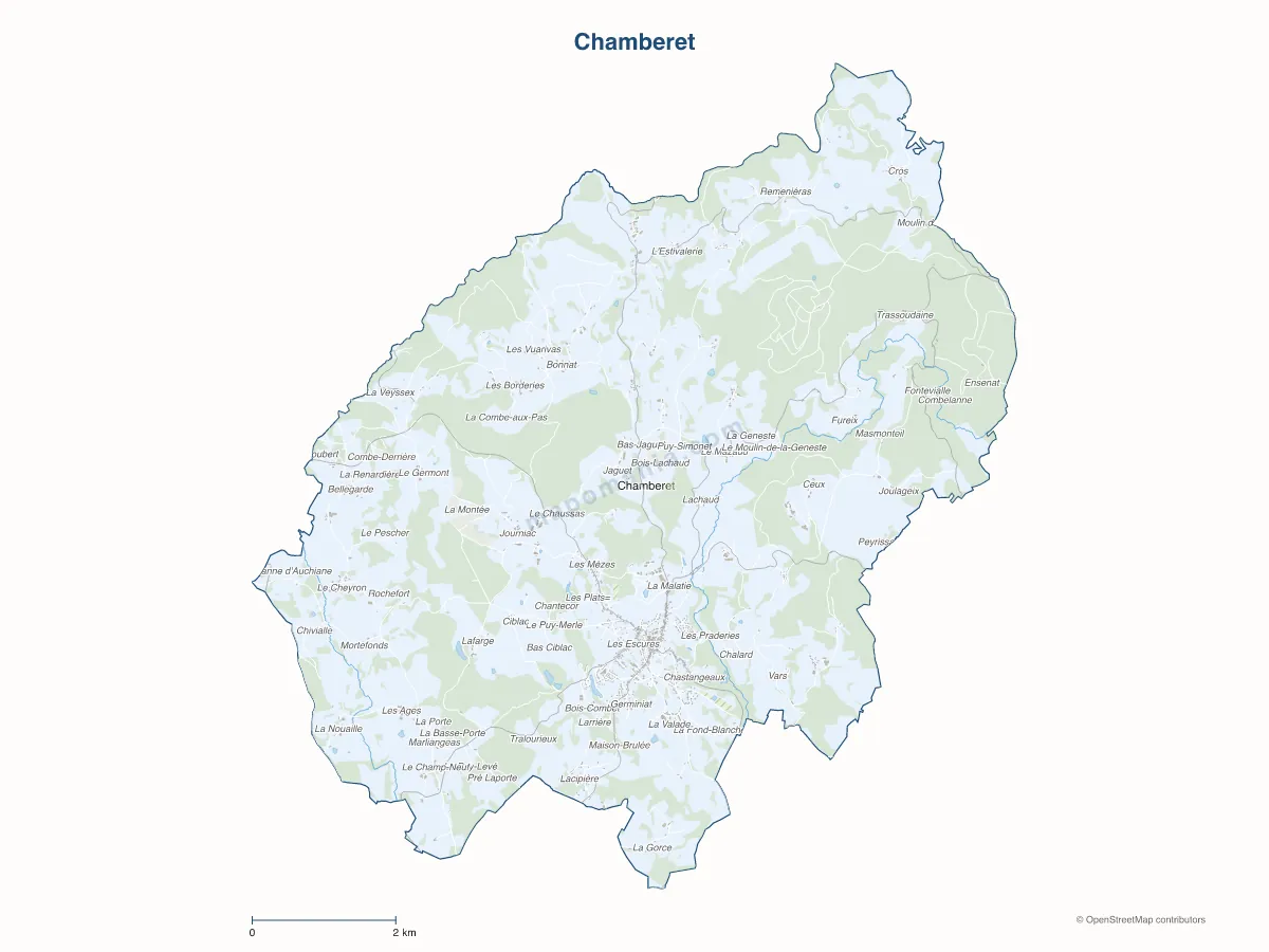Carte de Chamberet à personnaliser