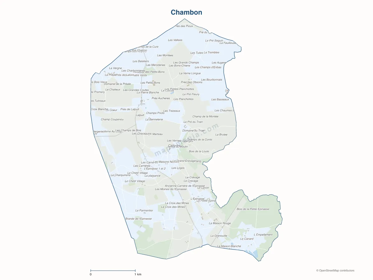 Carte de Chambon à personnaliser