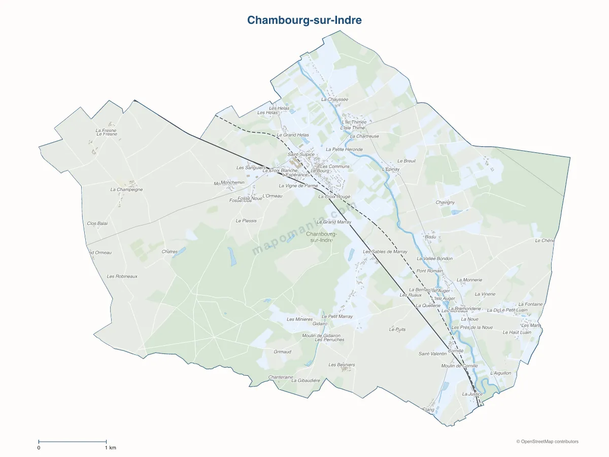 Carte de Chambourg-sur-Indre à personnaliser