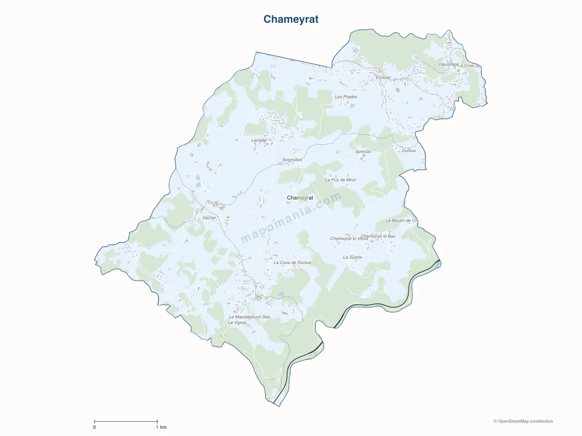 Carte de Chameyrat à personnaliser