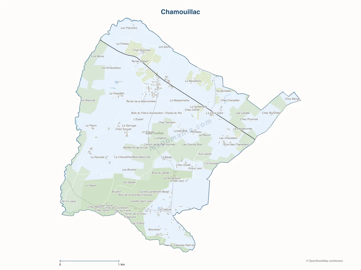 Carte de Chamouillac à personnaliser