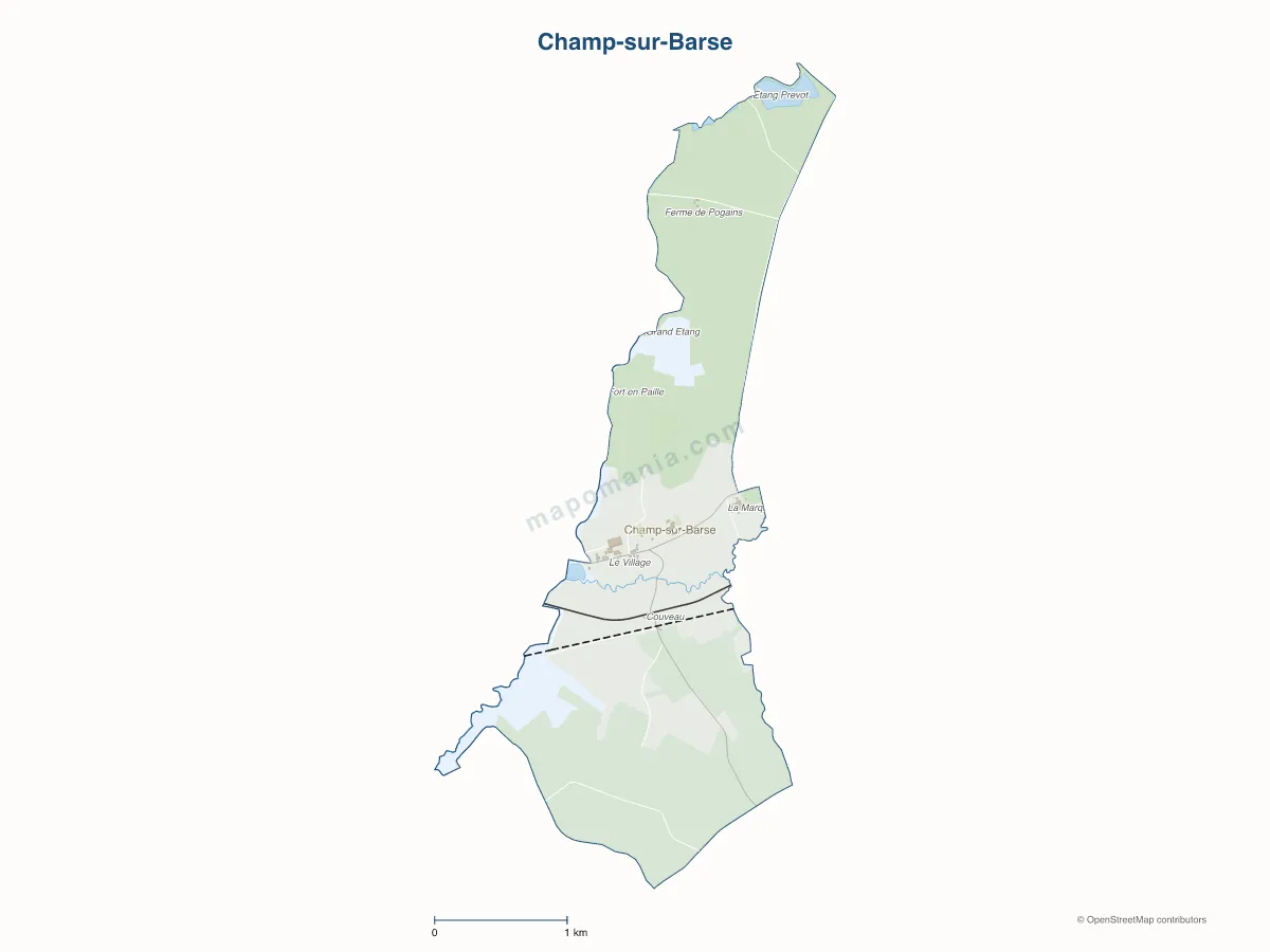 Carte de Champ-sur-Barse à personnaliser