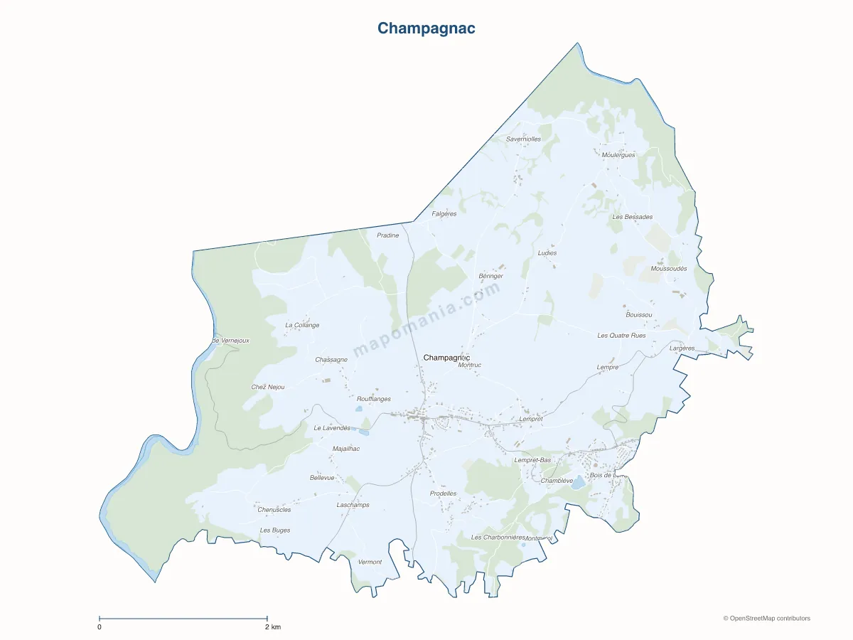 Carte de Champagnac à personnaliser