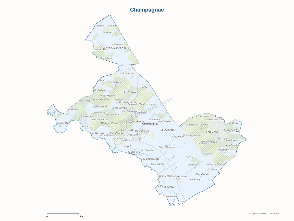 Carte de Champagnac à personnaliser