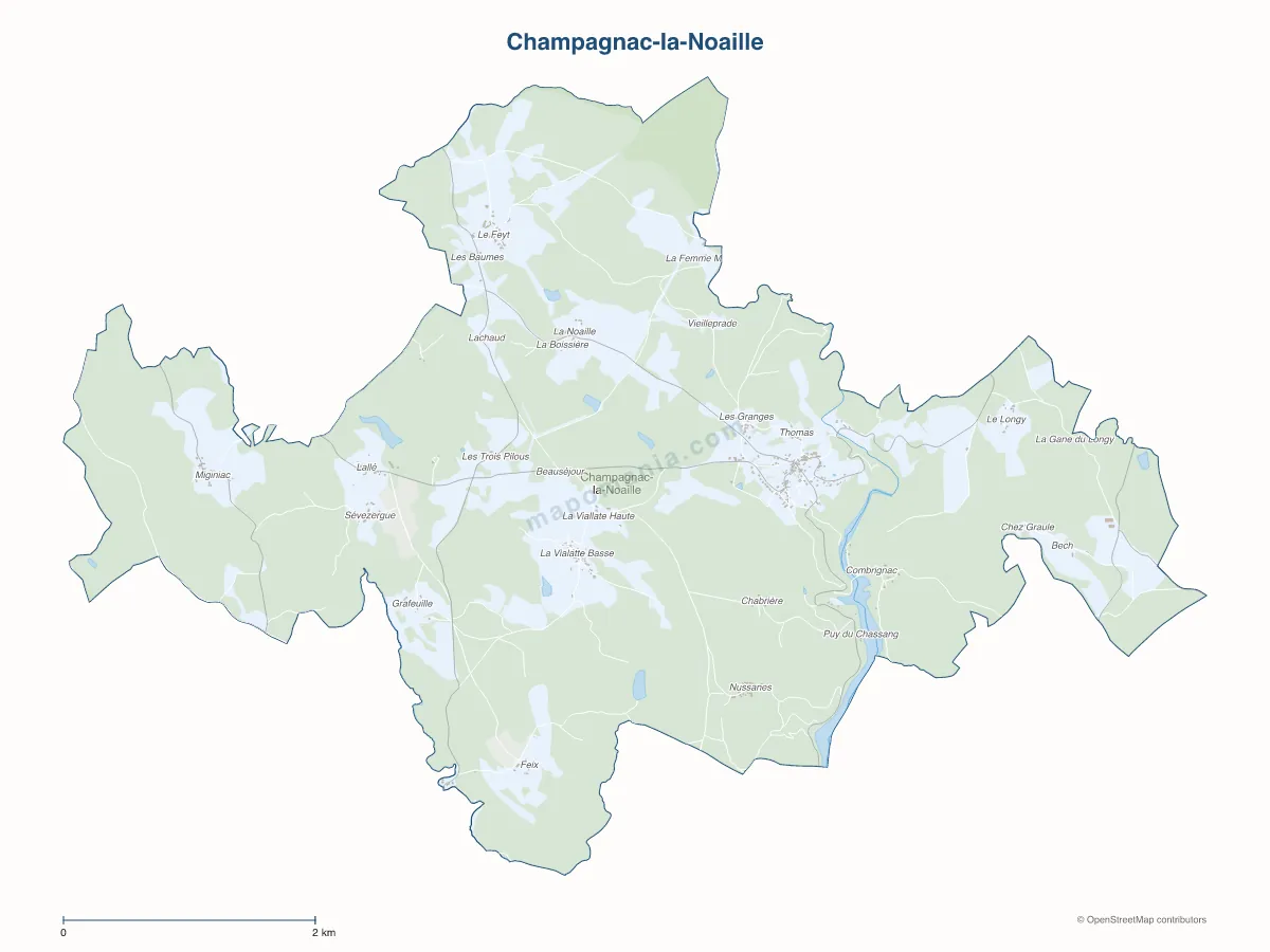 Carte de Champagnac-la-Noaille à personnaliser