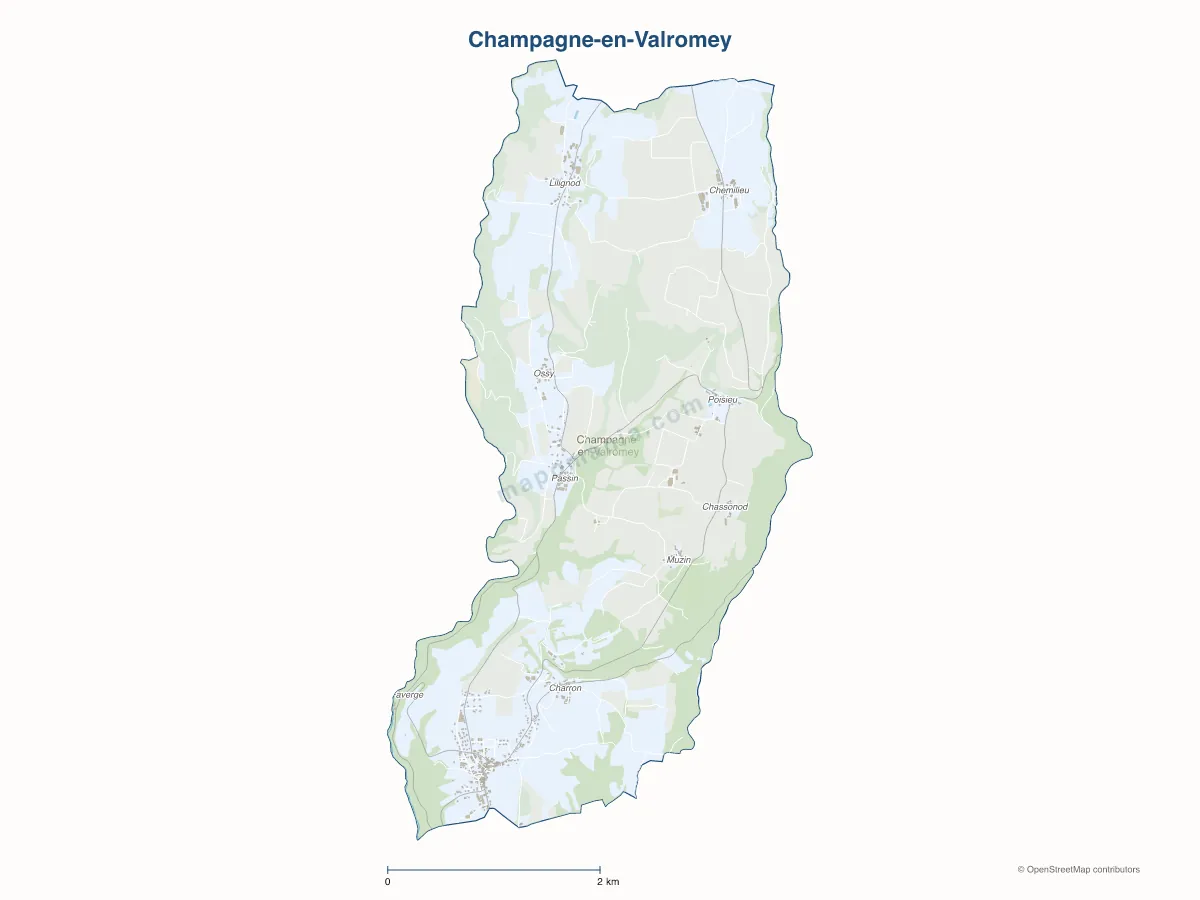Carte de Champagne-en-Valromey à personnaliser