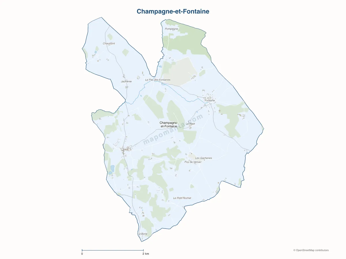 Carte de Champagne-et-Fontaine à personnaliser