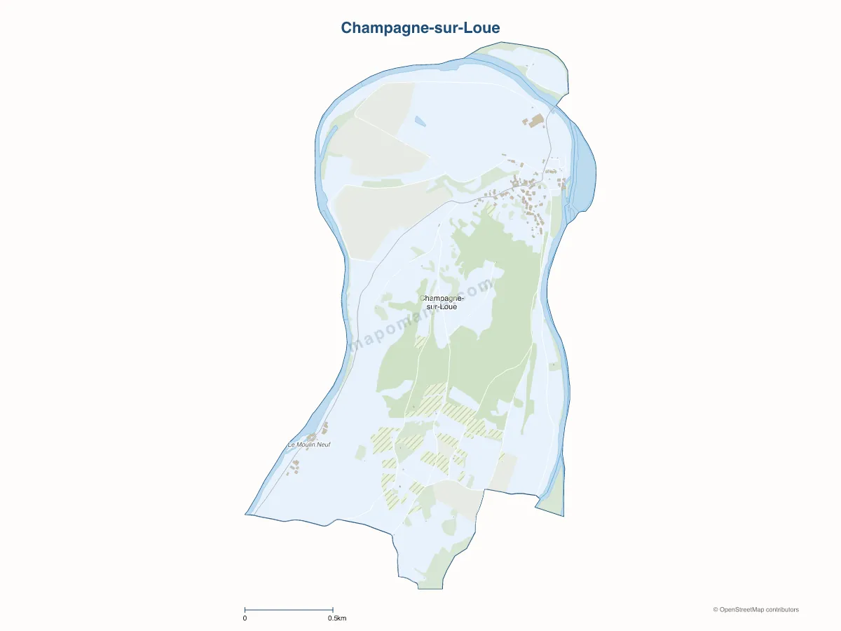 Carte de Champagne-sur-Loue à personnaliser