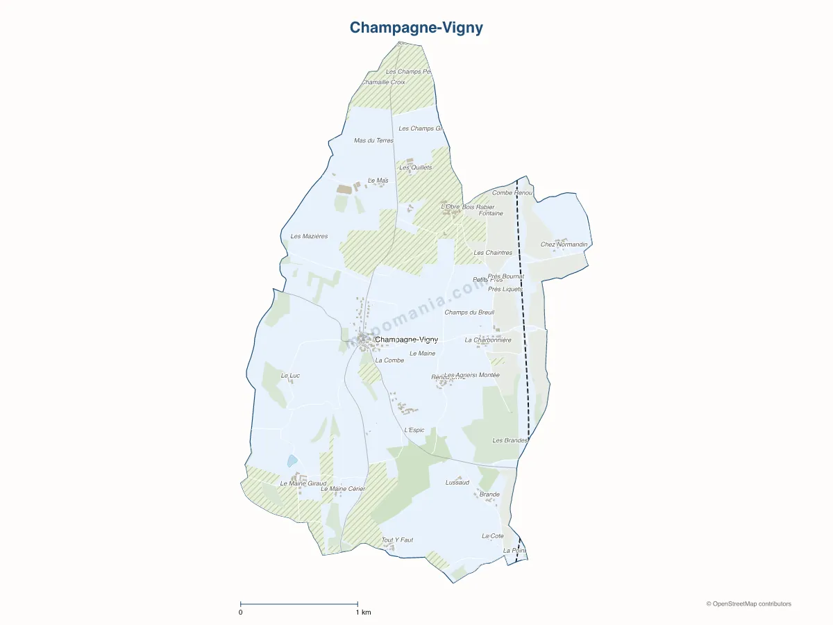 Carte de Champagne-Vigny à personnaliser