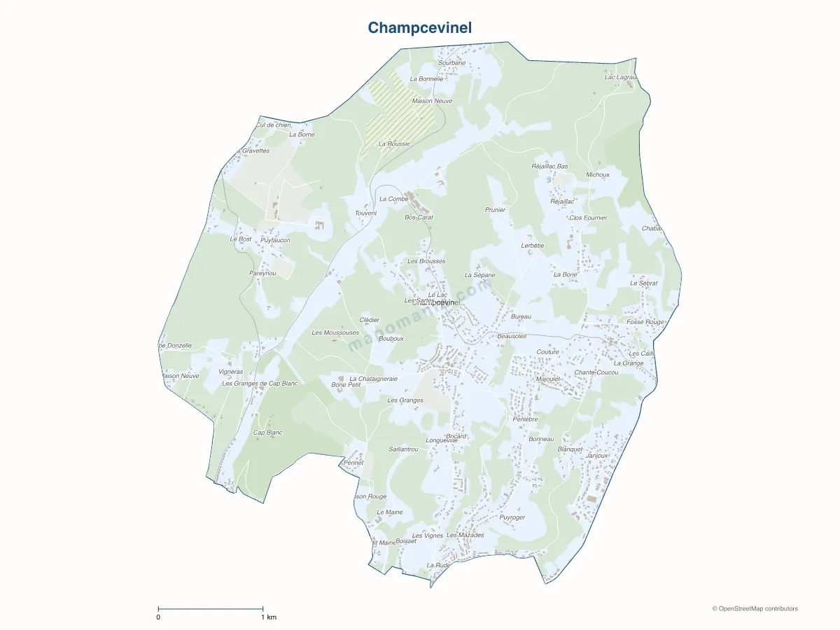 Carte de Champcevinel à personnaliser