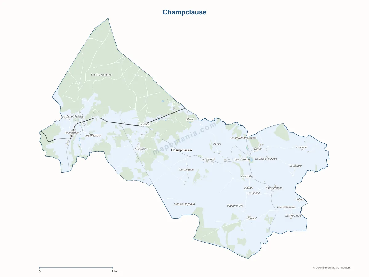 Carte de Champclause à personnaliser