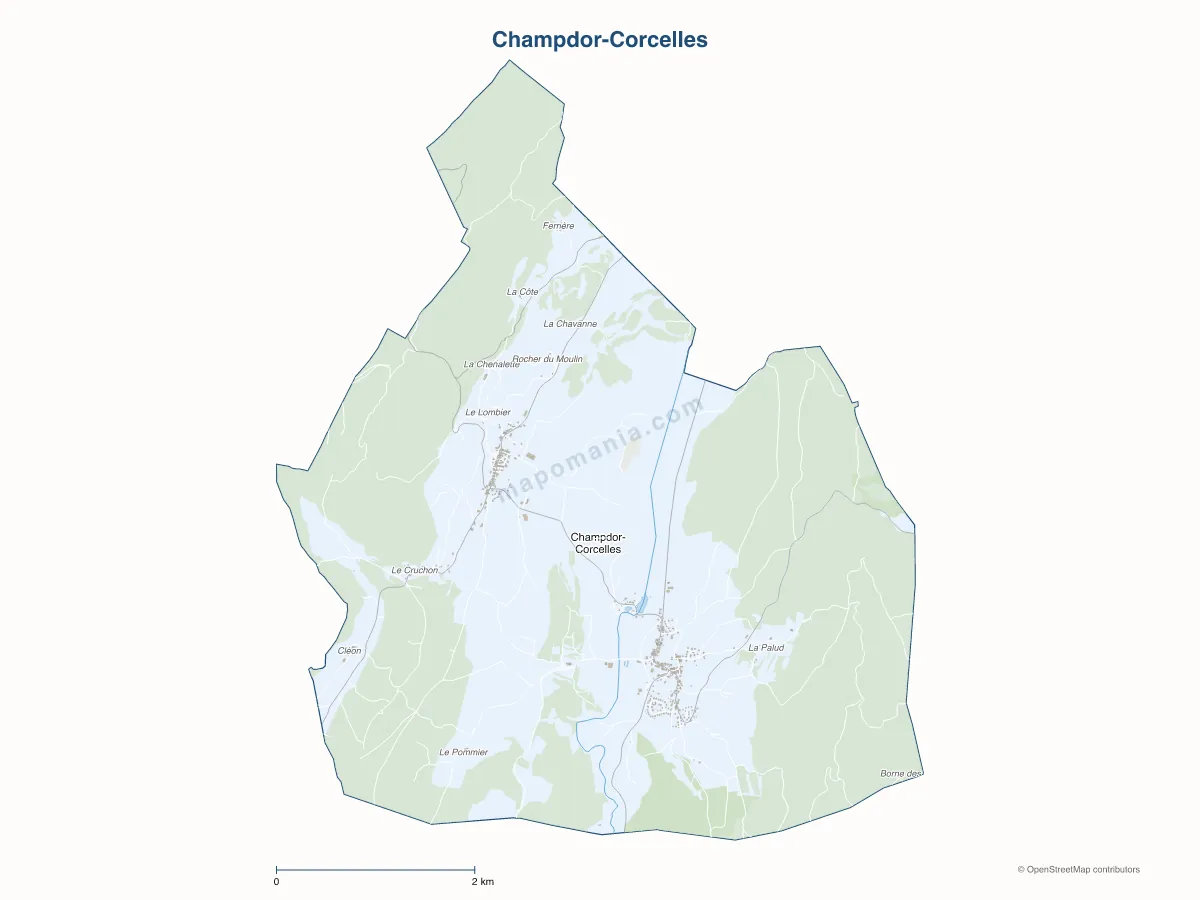Carte de Champdor-Corcelles à personnaliser