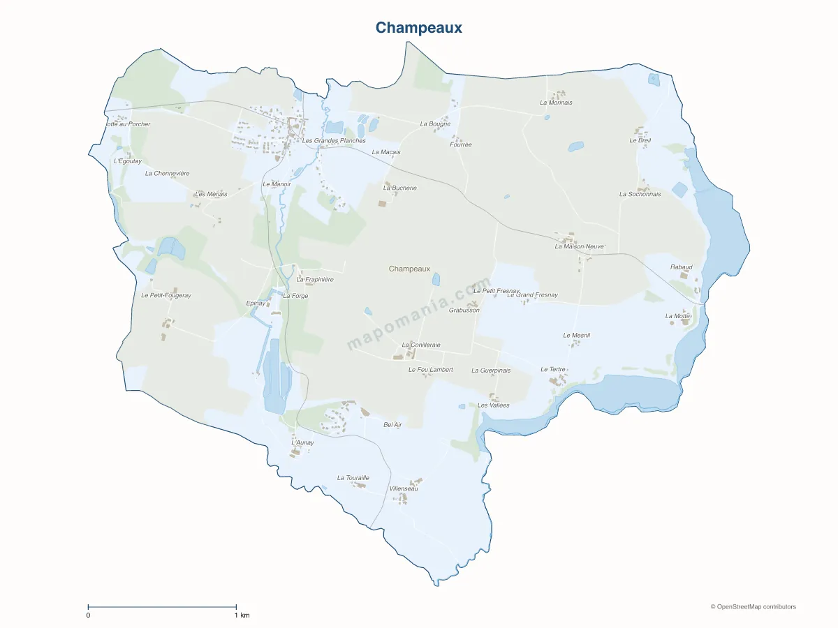 Carte de Champeaux à personnaliser