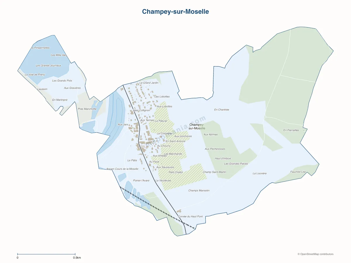 Carte de Champey-sur-Moselle à personnaliser