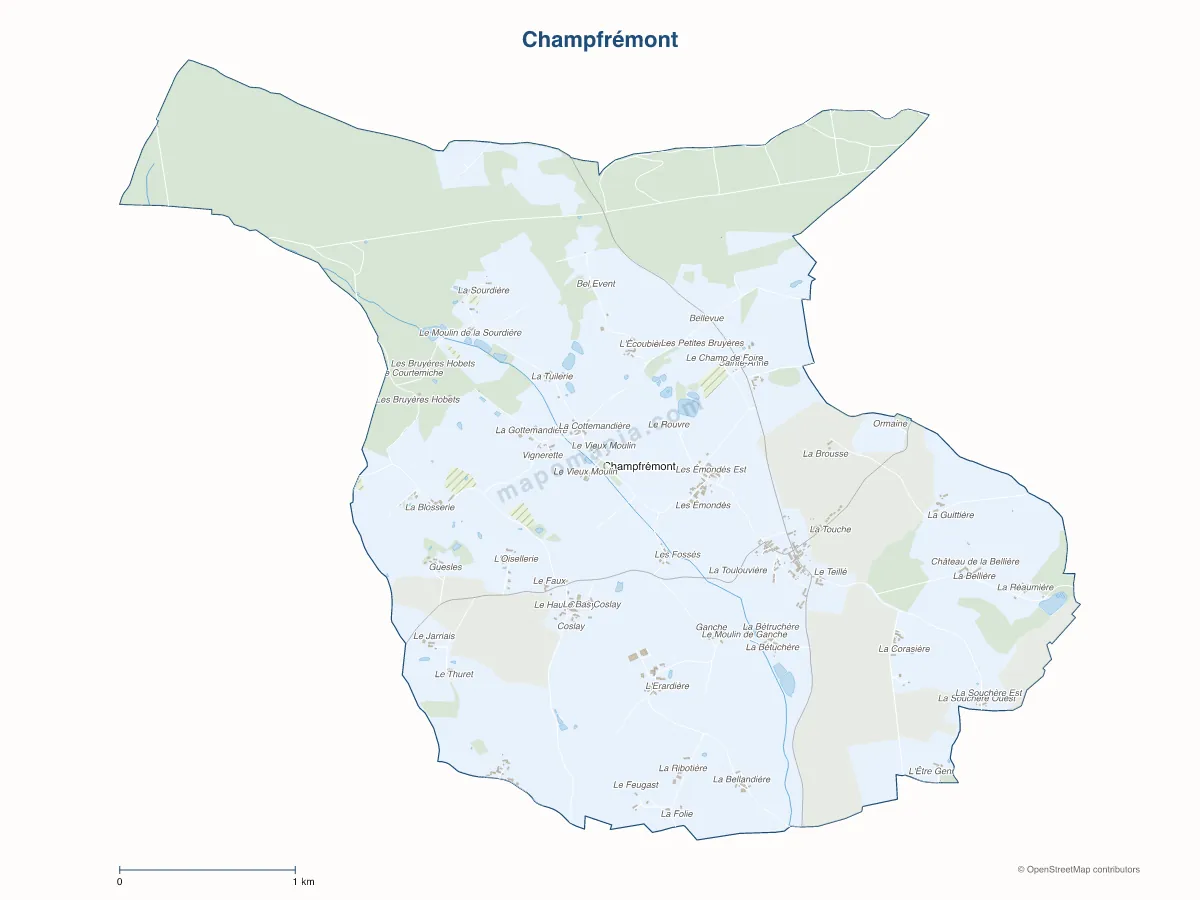 Carte de Champfrémont à personnaliser