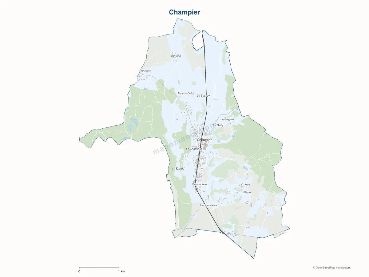 Carte de Champier à personnaliser
