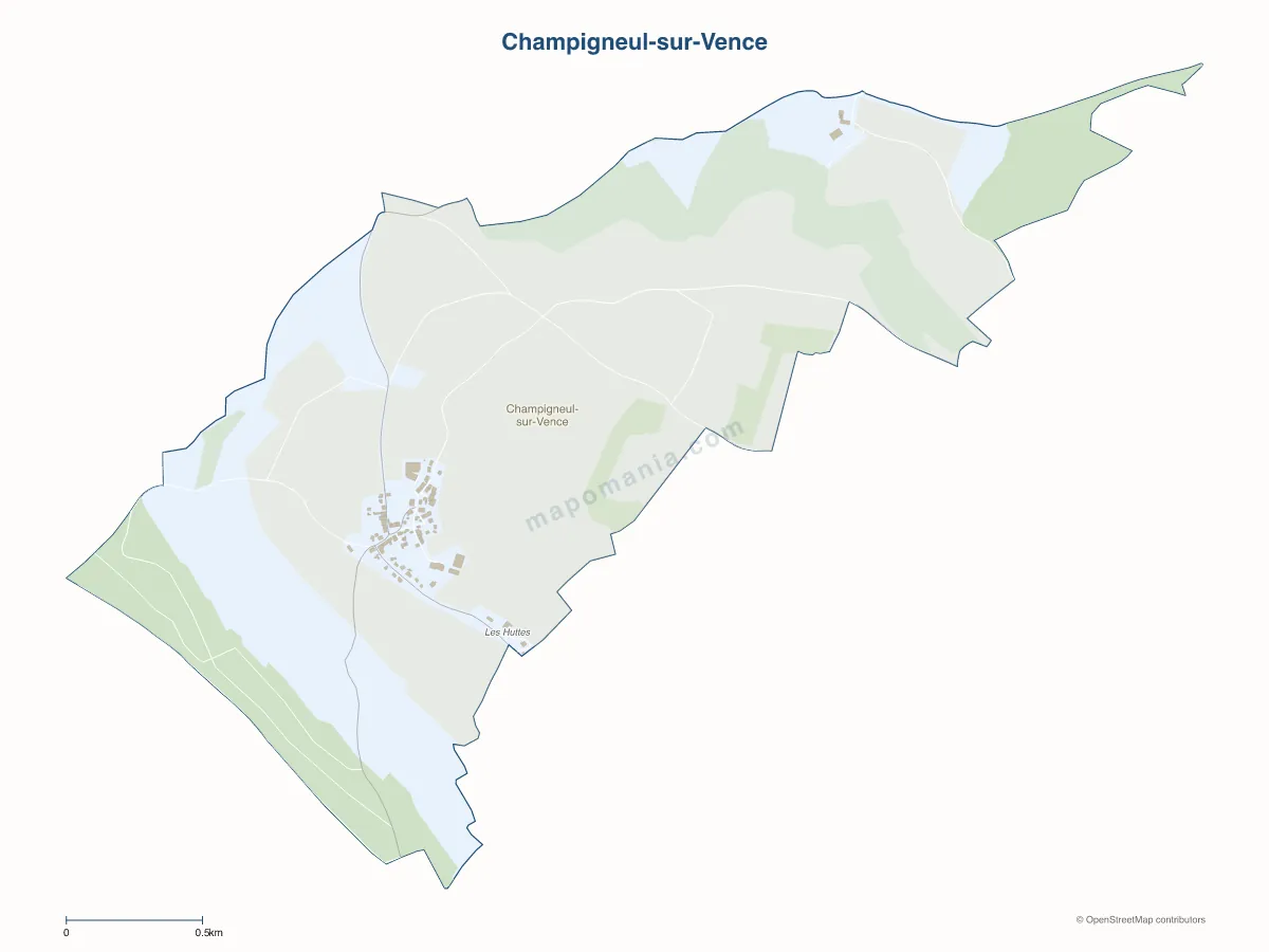 Carte de Champigneul-sur-Vence à personnaliser