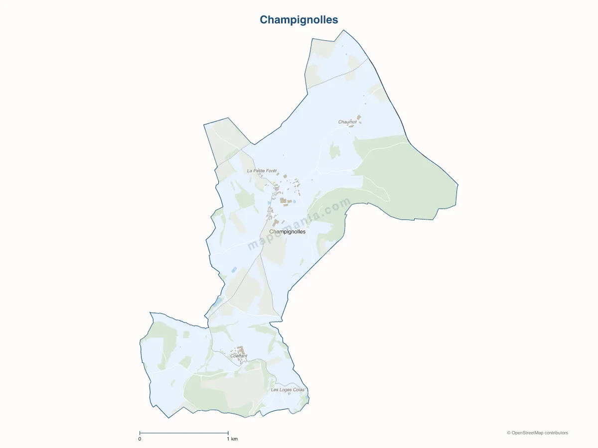 Carte de Champignolles à personnaliser