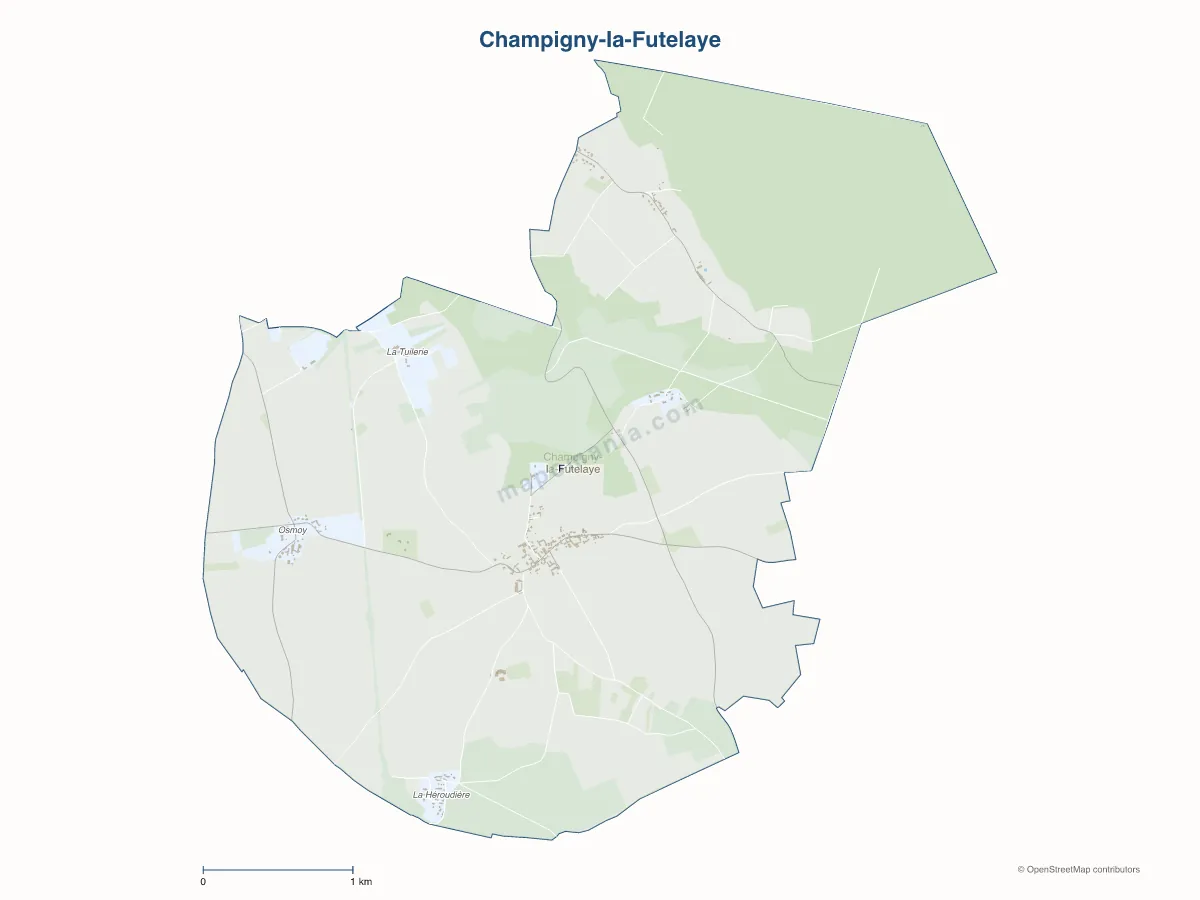 Carte de Champigny-la-Futelaye à personnaliser