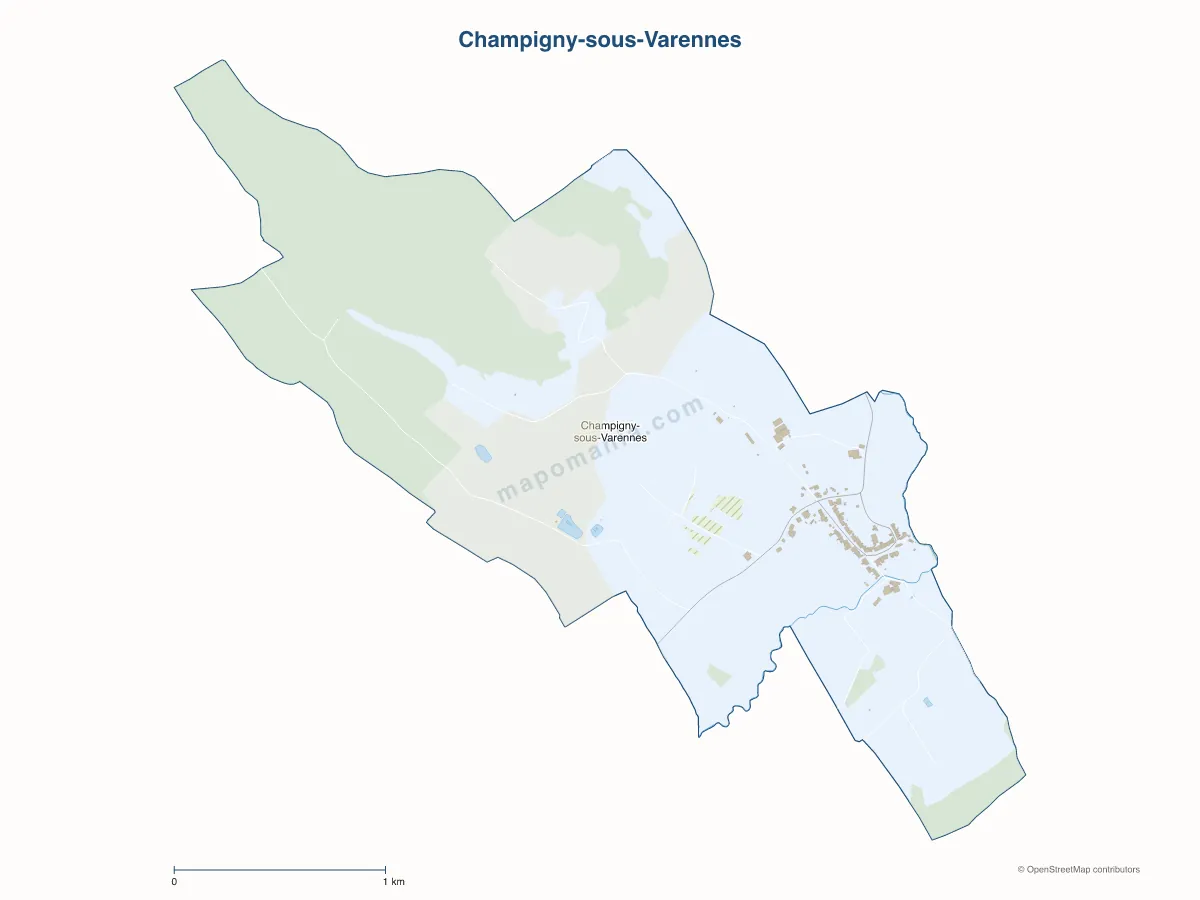 Carte de Champigny-sous-Varennes à personnaliser