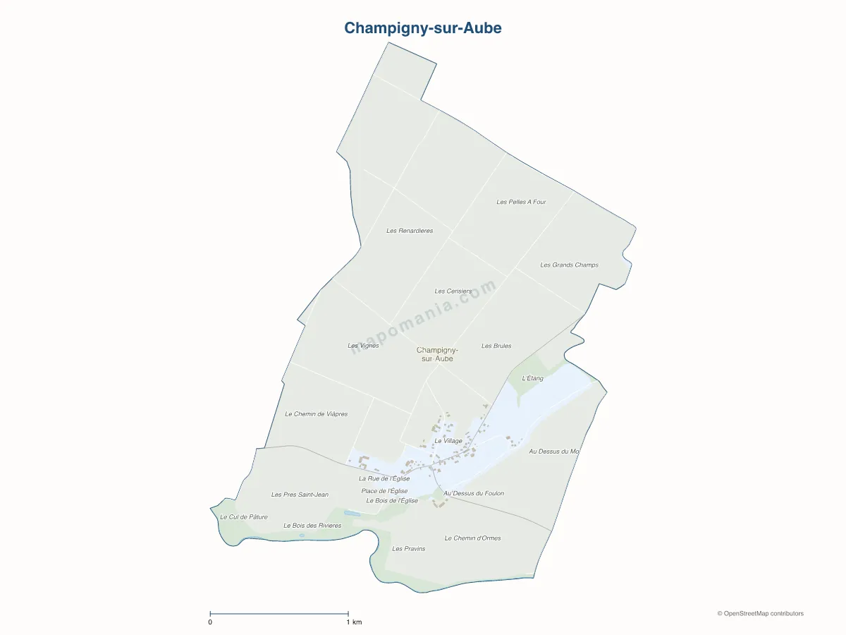 Carte de Champigny-sur-Aube à personnaliser