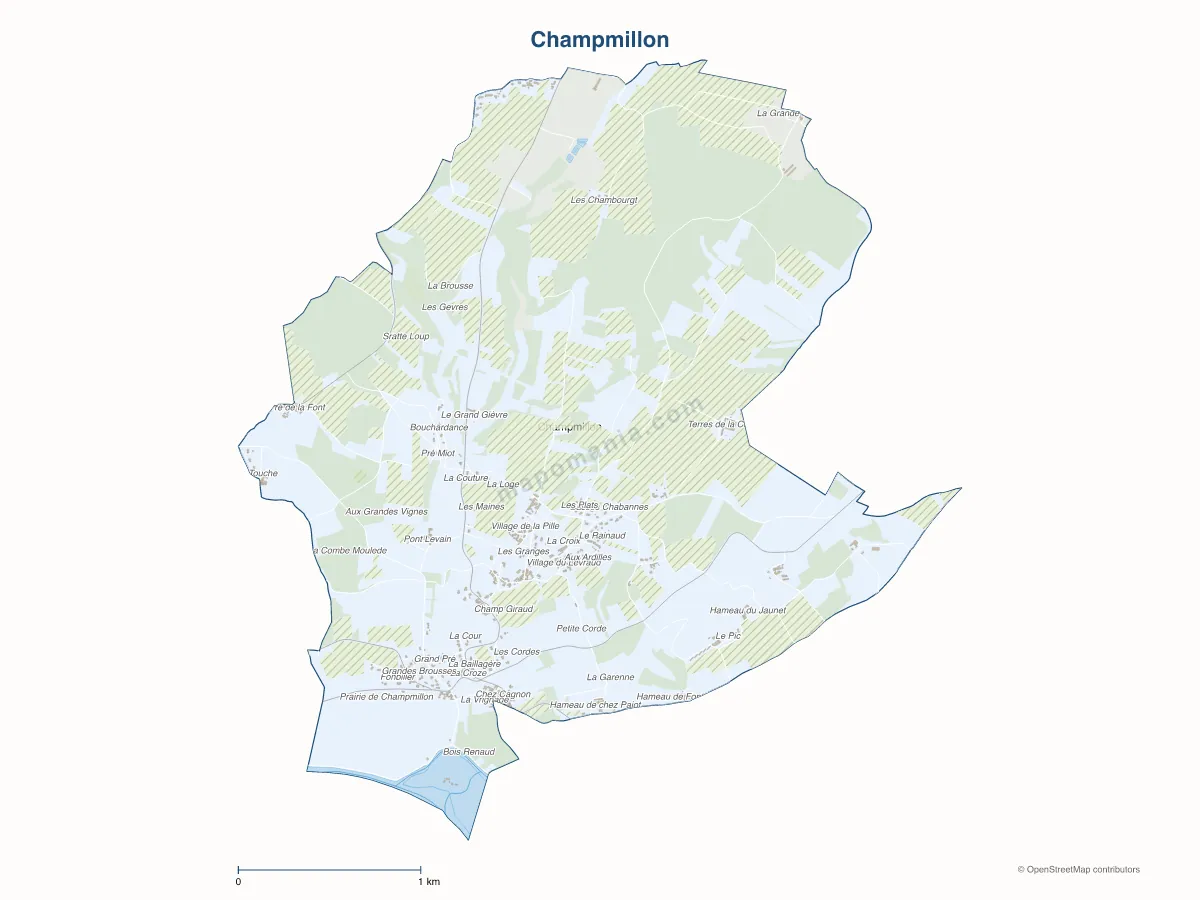 Carte de Champmillon à personnaliser